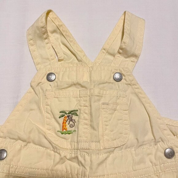 Vintage Baby Gap Overalls 6 - 12 Months Palm Tree Embroidered Yellow - Picture 3 of 14